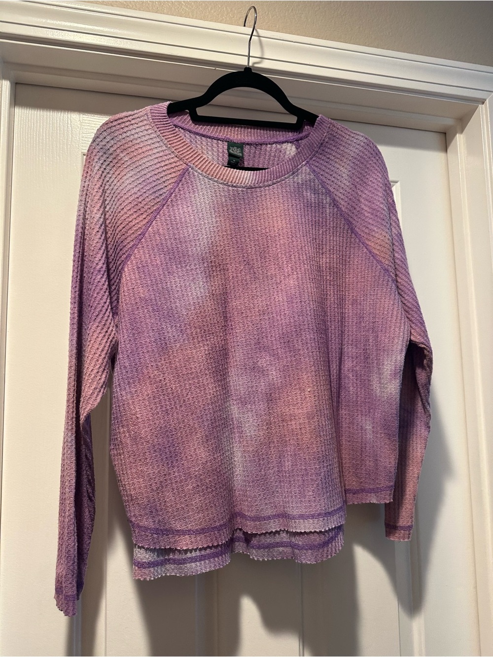 wild fable Lavender Tie-Dye Waffle Knit Long Sleeve Top